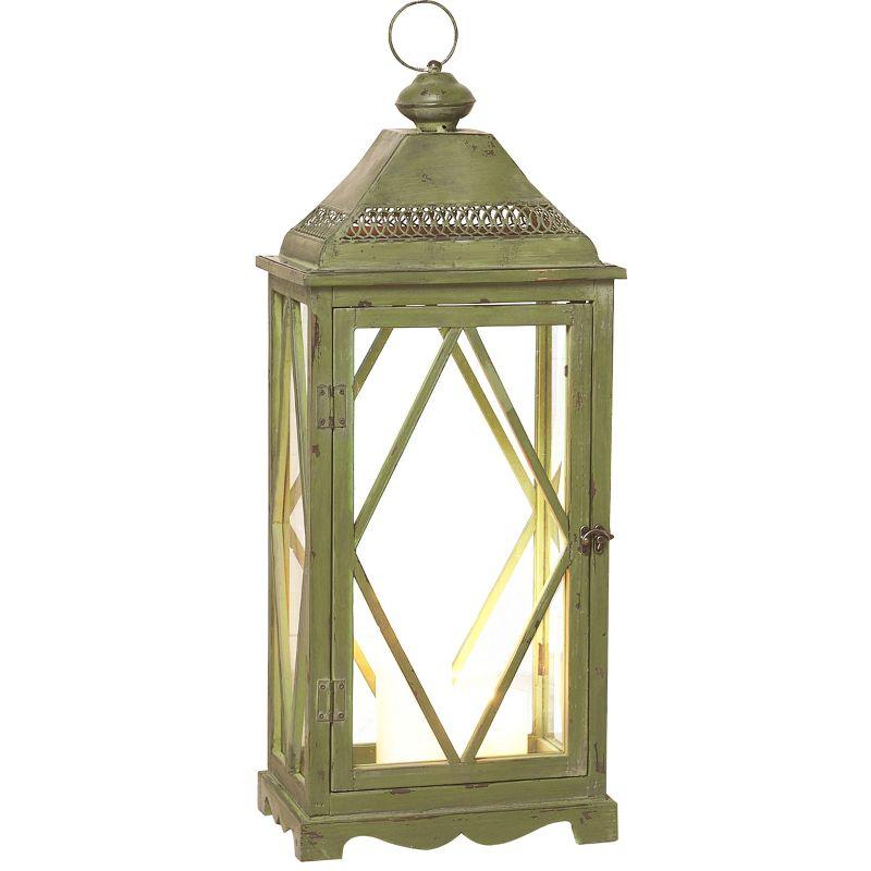 Transpac Glass 30" Brown Spring Traditional Lanterns Set of 2