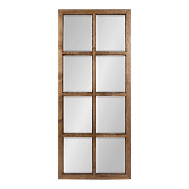 18" x 42" Hogan Windowpane Wall Mirror Natural: Beveled, Rustic Finish, Wood Frame - Kate & Laurel All Things Decor
