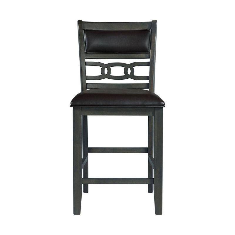 Transitional Taylor Faux Leather Upholstered Counter Stools in Black and Gray