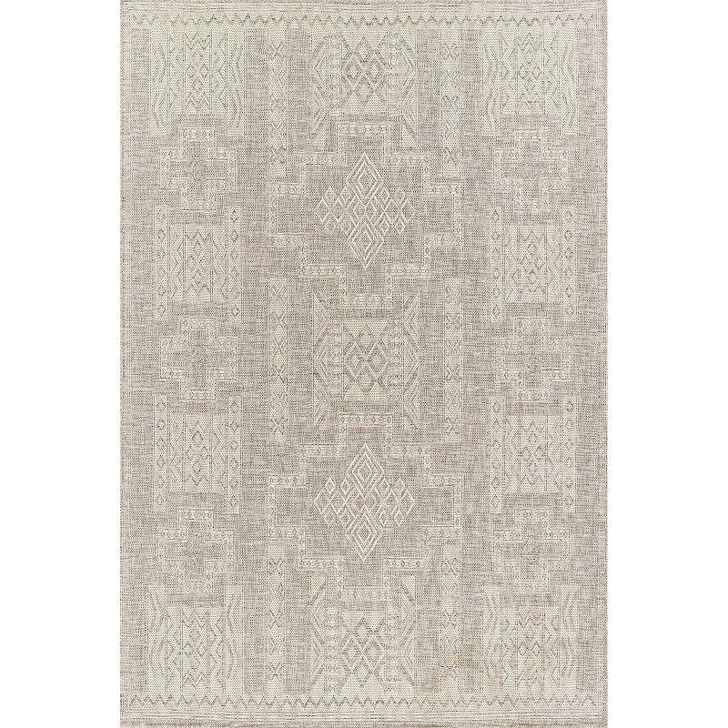 Momeni 5'3"x7' Hampton Jaxon Machine Loomed Indoor/Outdoor Area Rug Gray: Geometric Rectangle, Low Pile Polypropylene