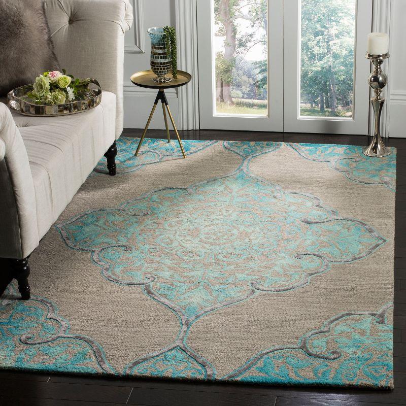 Eloise Gray Floral Hand-Tufted Wool and Silk Rectangular Rug