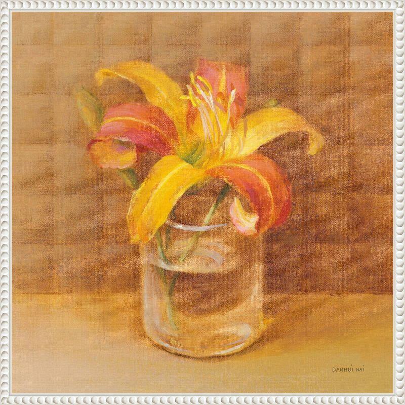 Amanti Art 22"x22" Lily in Glass by Danhui Nai Framed Canvas Wall Art Print