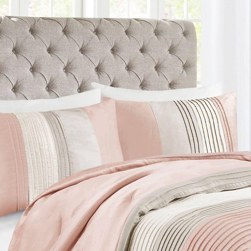 Amherst 7 Piece Striped and Pleated Comforter Set