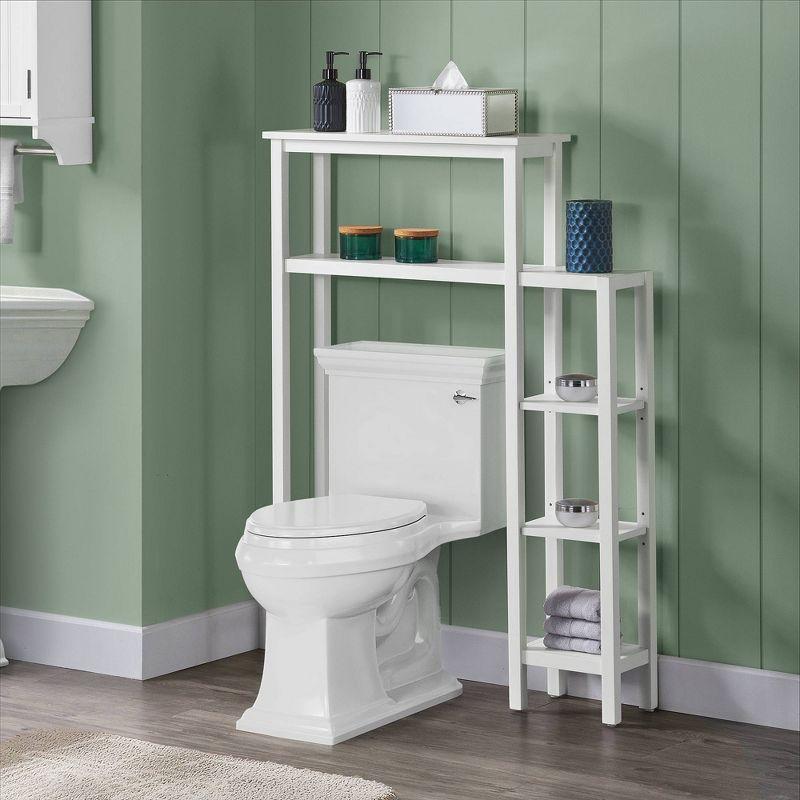 Dover Over the Toilet Organizer with Side Shelving White - Alaterre Furniture