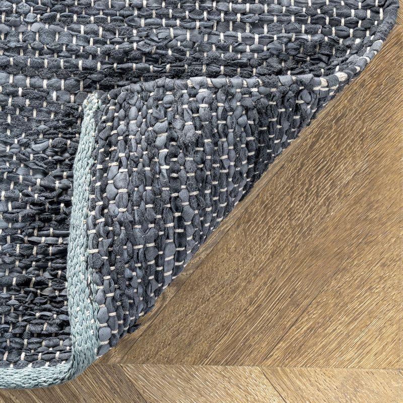 Nuloom Farren Hand Woven Diamond Leather Indoor Area Rug, 6' x 9'