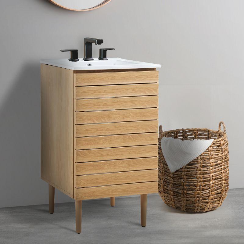 JONATHAN Y VAN1000 Aubert 20 in. W x 18 in. D x 33 in. H Thick Linear Slat Modern 2-Shelf Bath Vanity Cabinet Only (Sink Basin not Included)