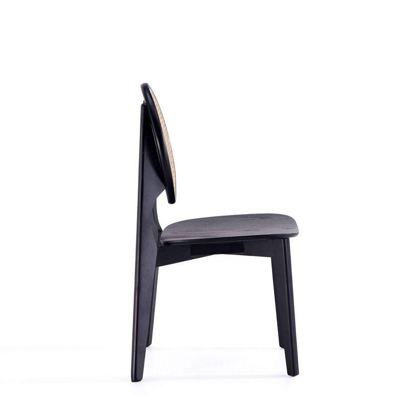 Set of 2 Versailles Round Dining Chairs Black/Natural - Manhattan Comfort: Mid-Century Modern, Ash Wood Frame, No Assembly Required
