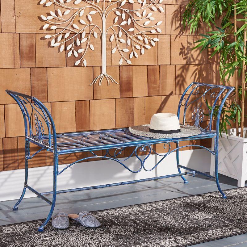 Adina Bench - Outdoor - PAT5016 - Mossy Blue - Safavieh