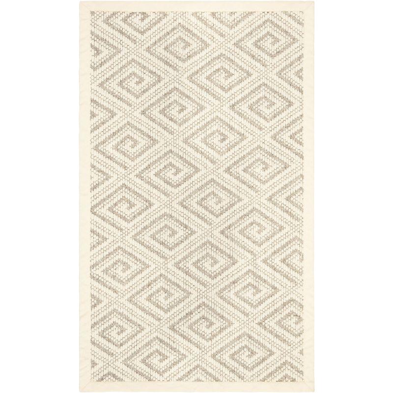 Ivory Geometric Hand-Knotted Wool Area Rug, 3' x 5'