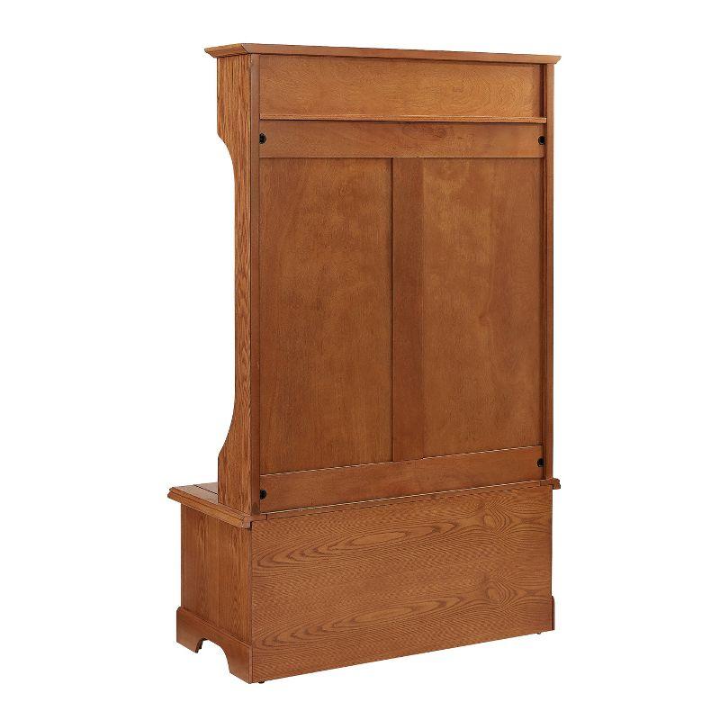 Campbell Hall Tree Oak - Crosley: Spacious Bench, 4 Double Hooks, Shoe Storage