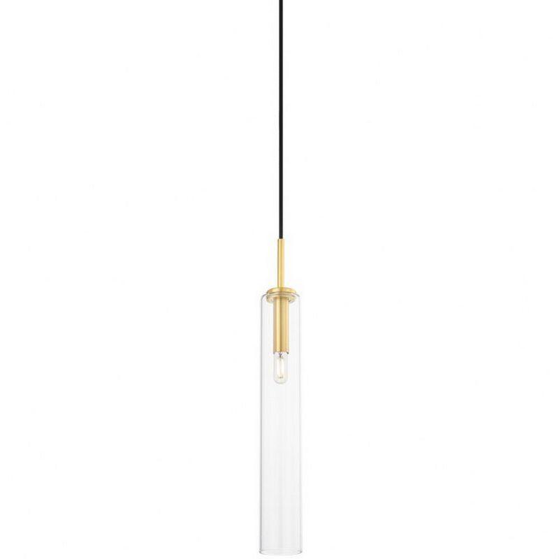 Nyah Aged Brass and Clear Glass 1-Light Pendant