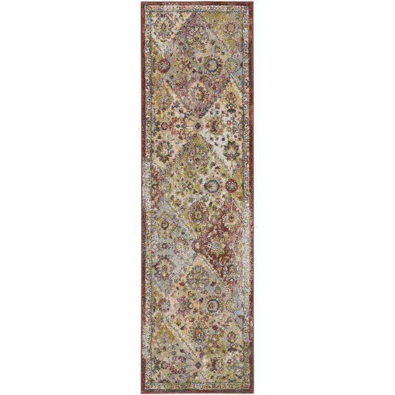 Ivory Floral Hand-Knotted Synthetic Easy-Care Area Rug