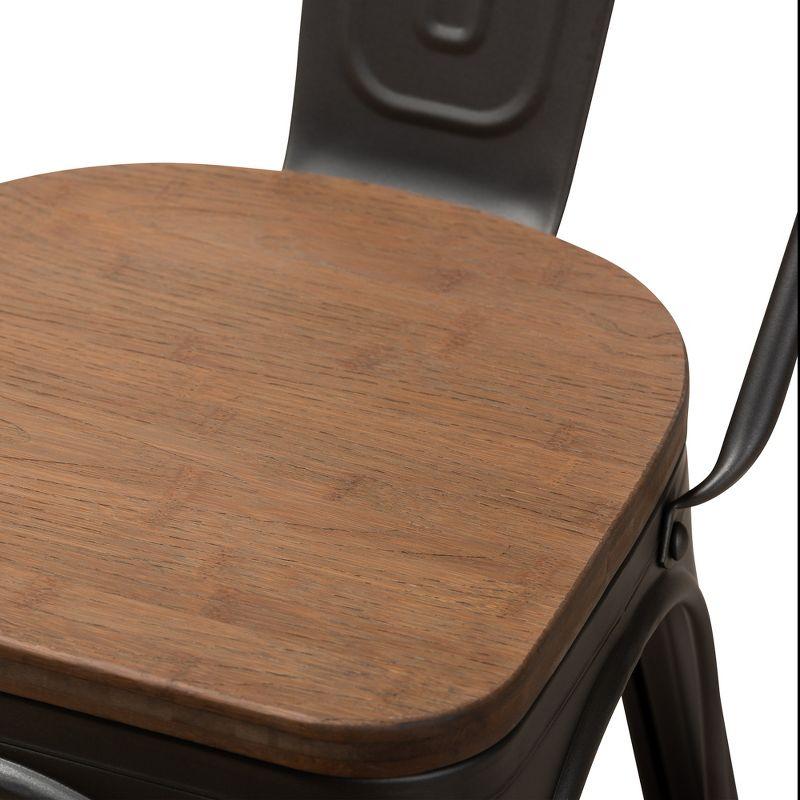 Set of 2 Henri Tolix Finished Steel Stackable Dining Chairs Brown - BaxtonStudio