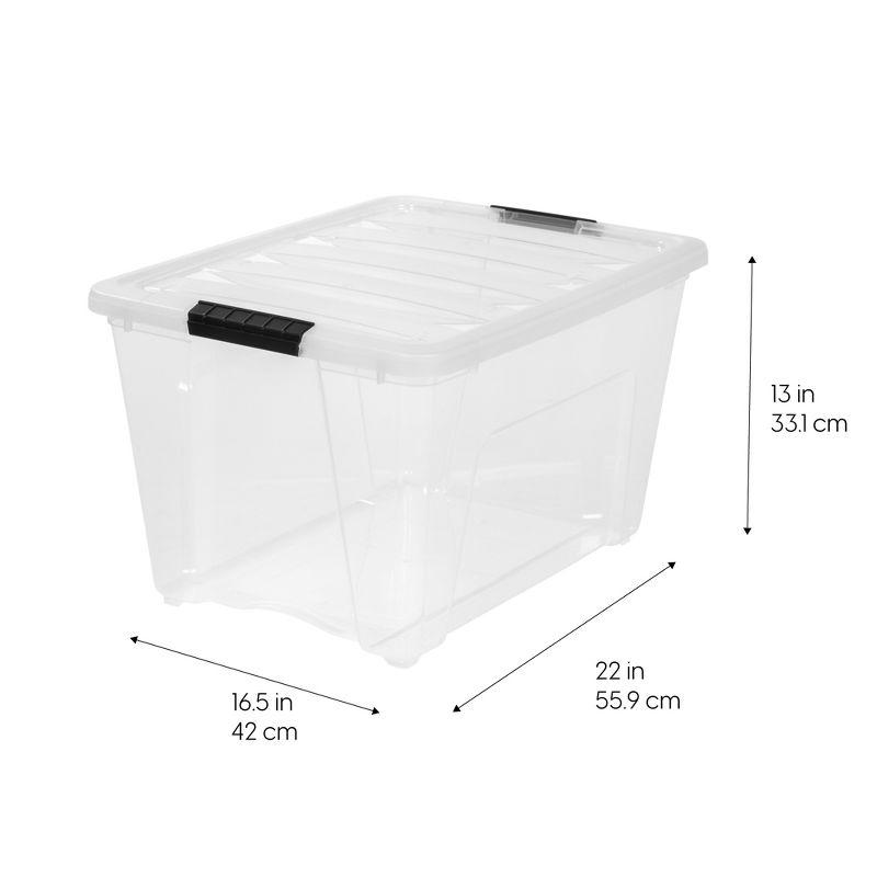 IRIS USA 6 Pack 54 Qt Stackable Plastic Storage Bins with Lids, BPA Free, See Through Organizing Solution, Durable Nestable Containers, Clear