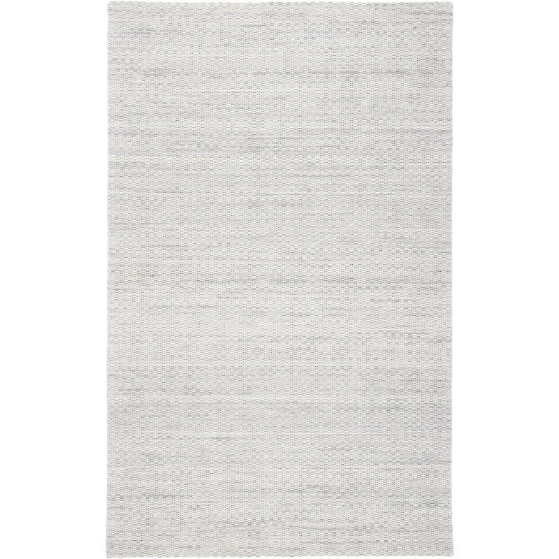 Handwoven Light Grey Wool Rectangular Rug, 5' x 8'