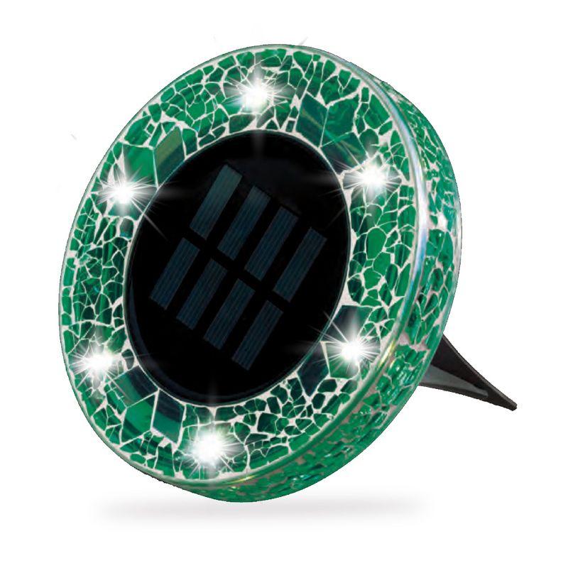 Bell + Howell 6 LED Round Green Mosaic Solar Powered Disk Lights with Auto On/Off - 4 Pack