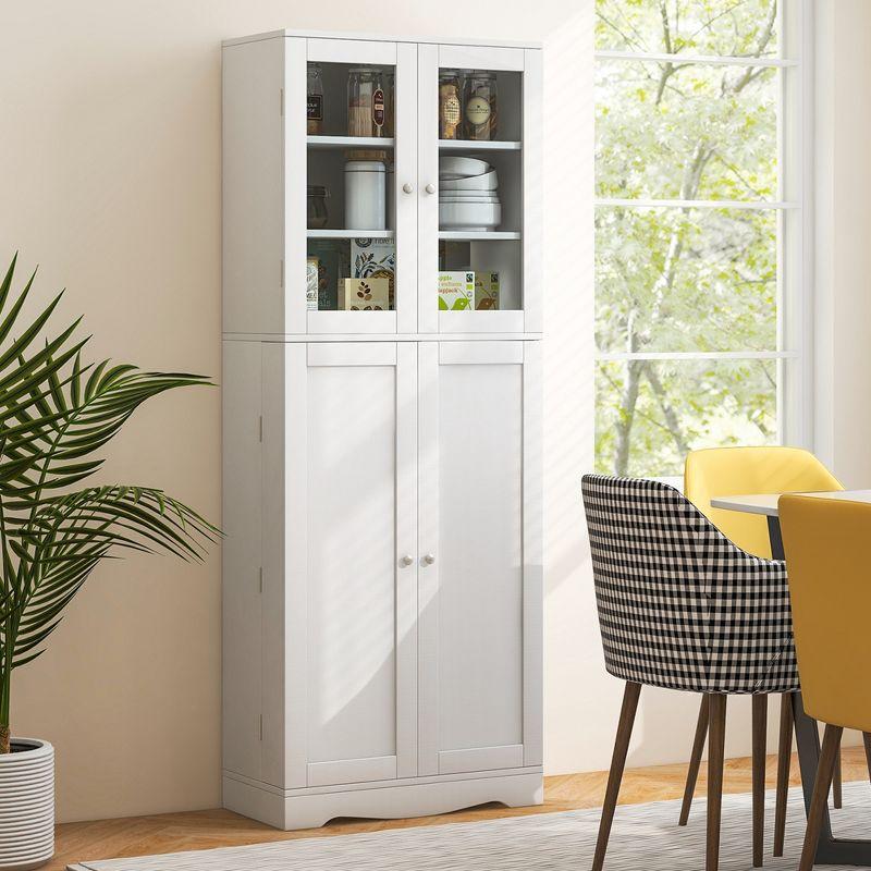 Costway 63.5" Tall Kitchen Pantry Storage Cabinet with Glass Door Storage Shelves Black/White