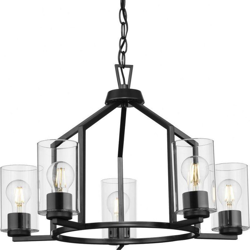 Progress Lighting Goodwin 5-Light Chandelier, Matte Black, Clear Glass Shades