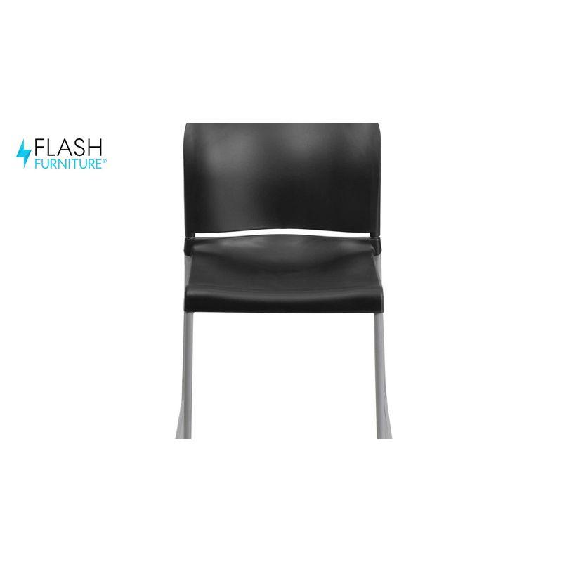 Modern Black Metal Stackable Chair with Polypropylene Seat