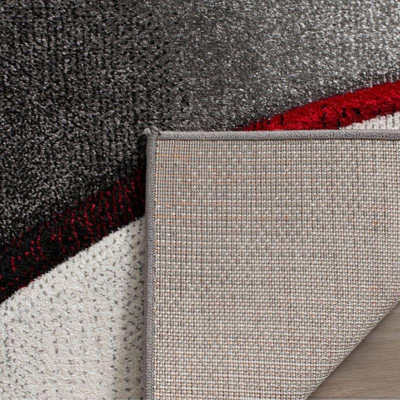 Hollywood HLW712 Machine Made Runner Rug - 2'3"x20' - Grey/Red - Safavieh