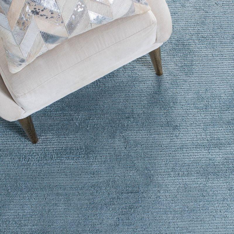 Handmade Blue Square Tufted Wool-Viscose 6' Area Rug