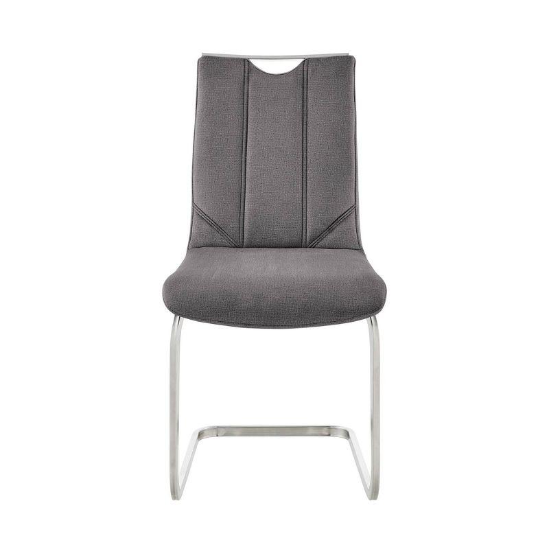 Pacific Fabric Dining Chair with Brushed Stainless Steel Stainless Steel/Gray - Armen Living