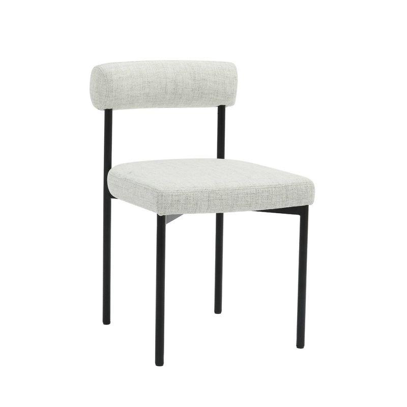 Nathan James Dahlia Metal Upholstered Modern Dining Chair Feather Gray Matte Black