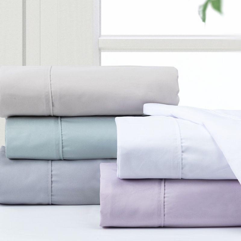 Pointehaven Microfiber Deep Pocket 100% Polyester Graphite Grid 3 pc Sheet Set, Twin