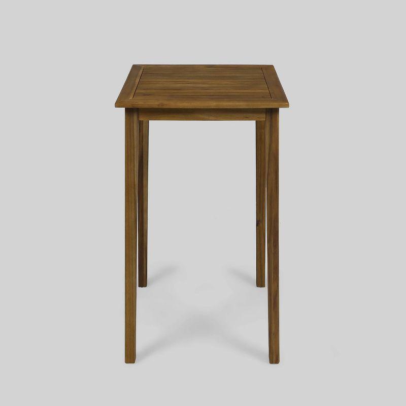Polaris Acacia Wood Square Bar Table Teak - Christopher Knight Home: Outdoor Patio Furniture, Weather-Resistant