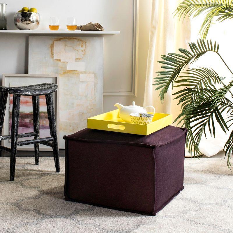 Plum Chic 25" Transitional Felted Wool Pouf Ottoman