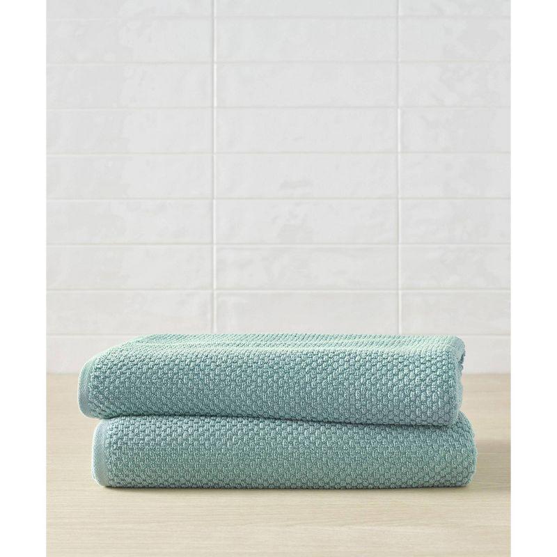 Seafoam Cotton Bamboo Honeycomb Weave Towel Set