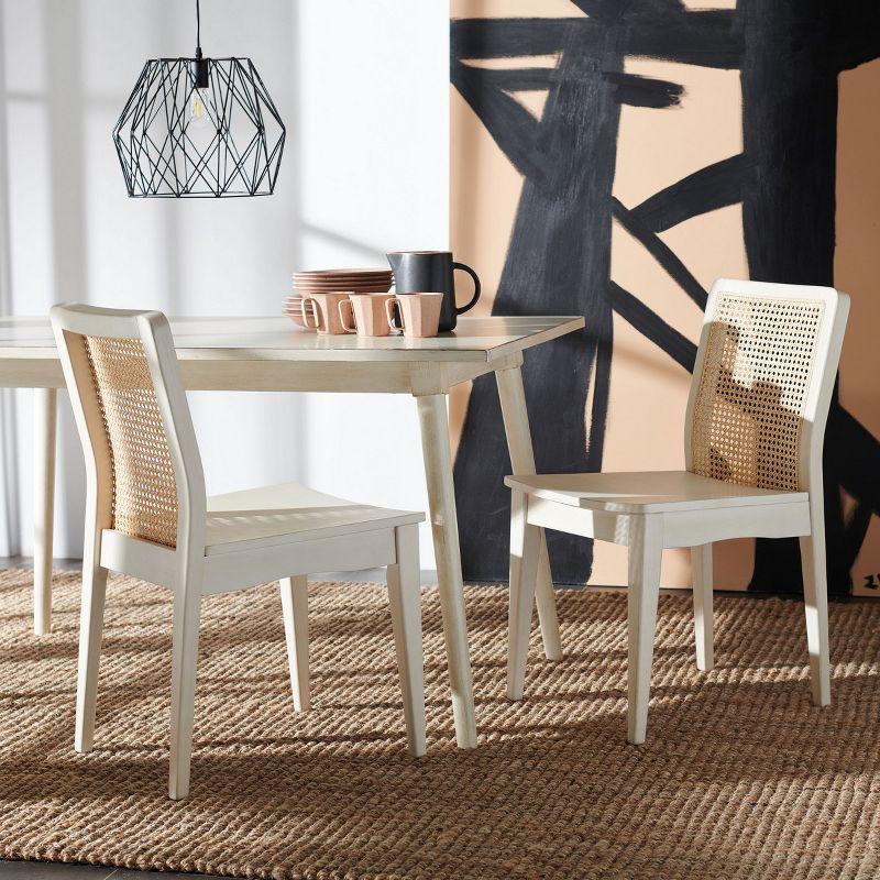 Benicio White and Natural Rattan Coastal Side Chair