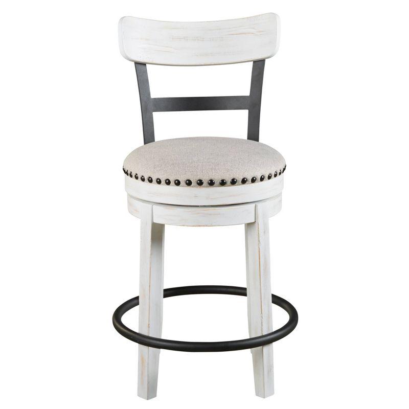 Signature Design by Ashley Valebeck Upholstered Swivel Counter Height Barstool White: Kitchen & Dining Furniture, Curved Back