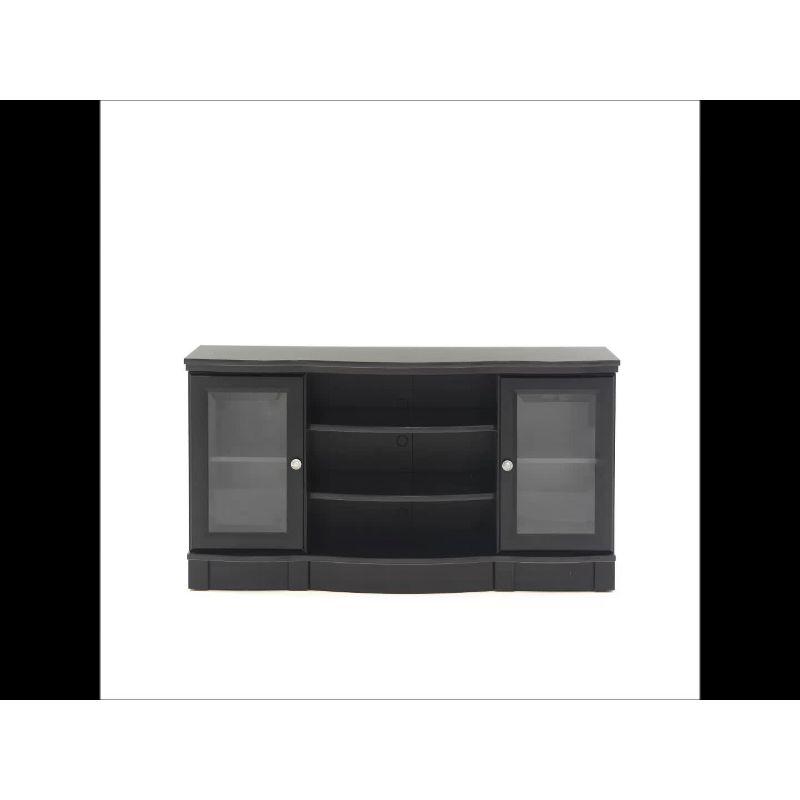 Sauder Regent Place Panel TV Stand for TVs up to 50" Estate Black: Entertainment Center with Storage, Paper Veneer Surface