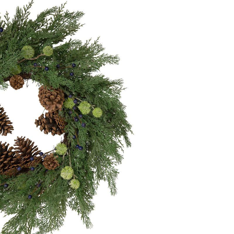 Northlight Pinecones and Blueberries Artificial Christmas Wreath, 28-Inch, Unlit