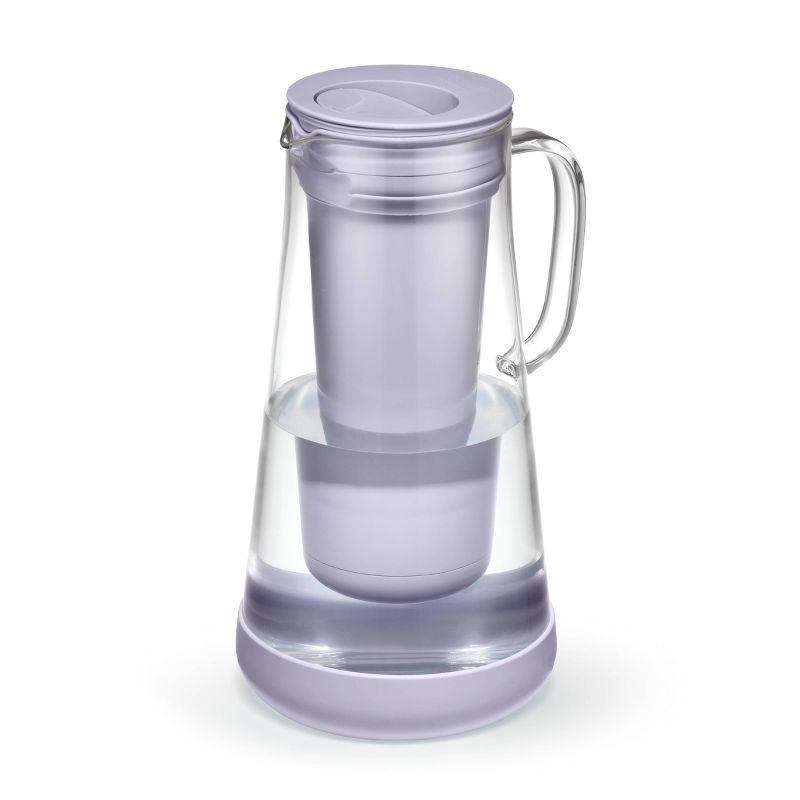 LifeStraw Home 7 Cup Glass Water Filter Pitcher with Silicone Base Wisteria