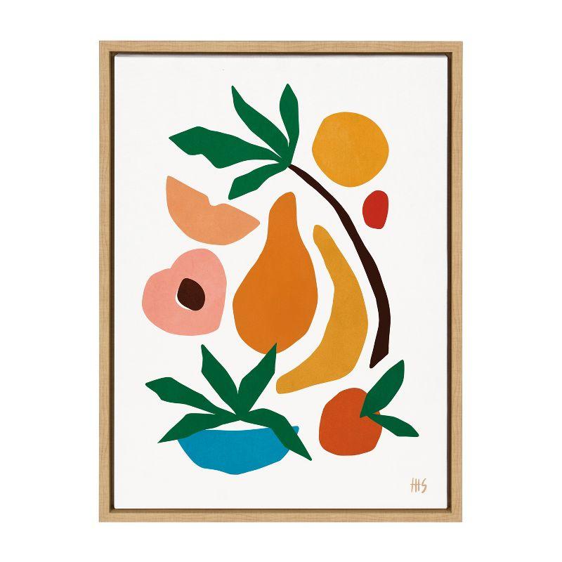 Fruit Fiesta Abstract Tropical Canvas Print with Natural Frame, 18x24