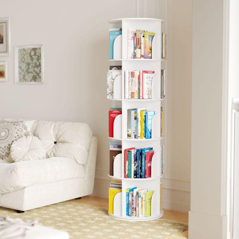 SpaceAid Rotating Bookshelf Tower, 360° Spinning Bookcase Lazy Susan, Revolving Round Carousel For Book Storage, Vertical Turning Spiral Corner Organizer
