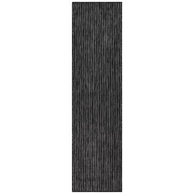 Antique Tile Medallion 39" Round Indoor/Outdoor Black Rug