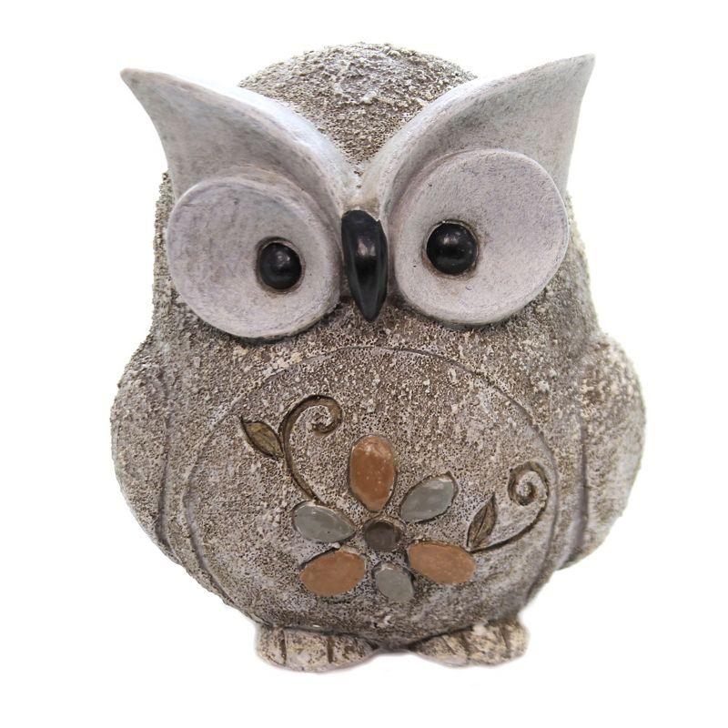 Gray and Tan Stone-Like Pebble Owl Garden Statue