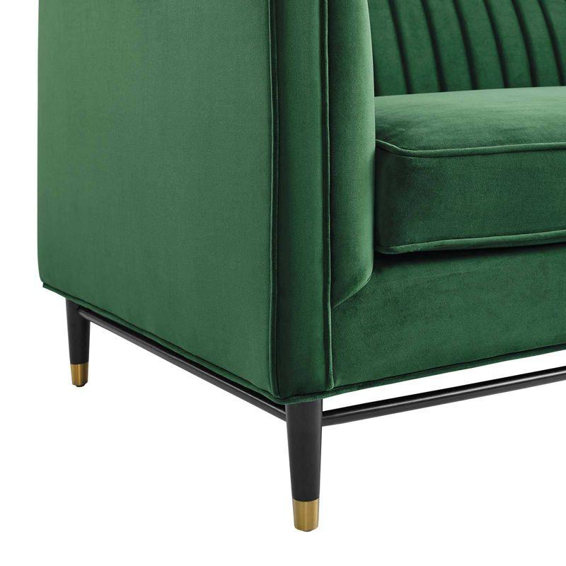 Devote Channel Tufted Performance Velvet Loveseat Emerald - Modway: Glam Deco Style, Stain-Resistant, Gold Accents