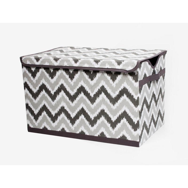 Gray Chevron Cotton Foldable Toy Chest with Lid