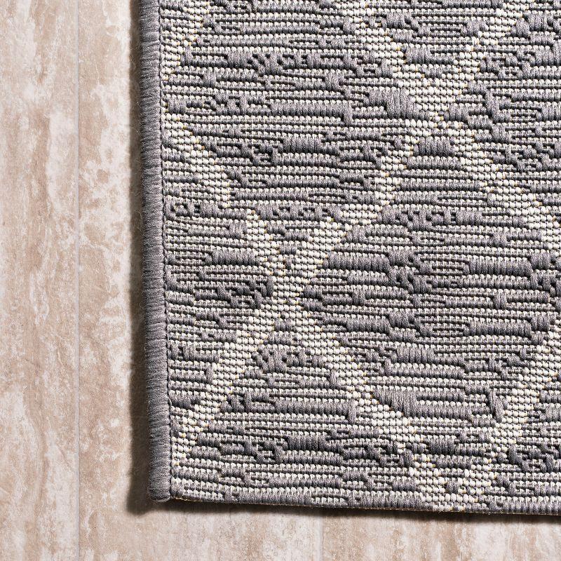 2' x 8' Madaba Moroccan Trellis Indoor/Outdoor Runner Rug, Gray/Cream - JONATHAN Y