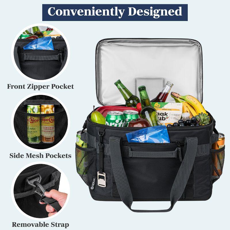 OPUX Soft Sided Cooler Bag, Insulated Collapsible Portable Leakproof with Shoulder Strap, Beach Camping Travel Road Trips (Black, 60 Cans)