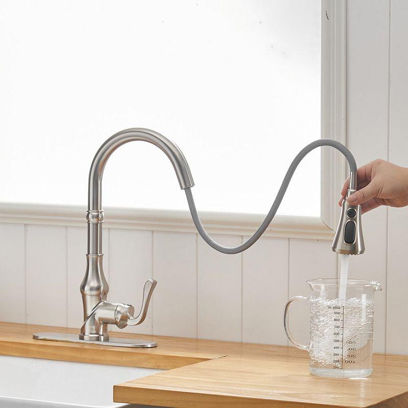 Single-Handle Pull-Down Sprayer 3 Spray High Arc Kitchen Faucet With Deck Plate