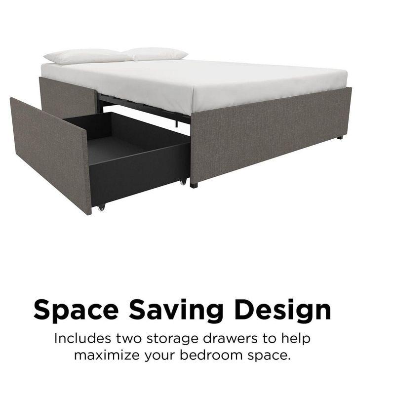 DHP Maven Platform Bed with Storage, Full, Gray Linen