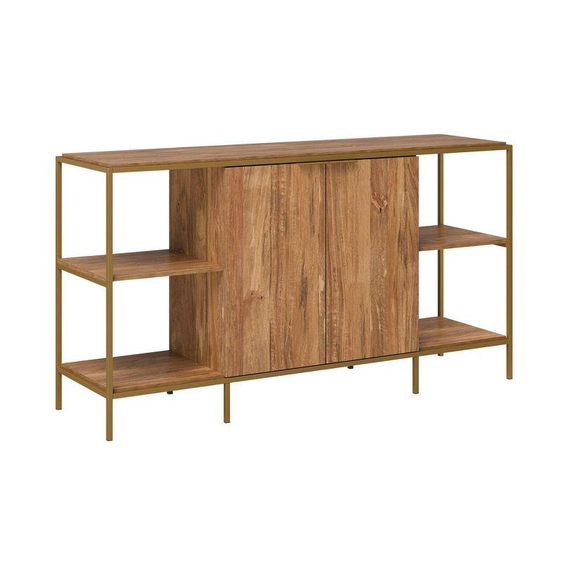 Sindoori Mango and Gold Modern TV Stand with Adjustable Shelf