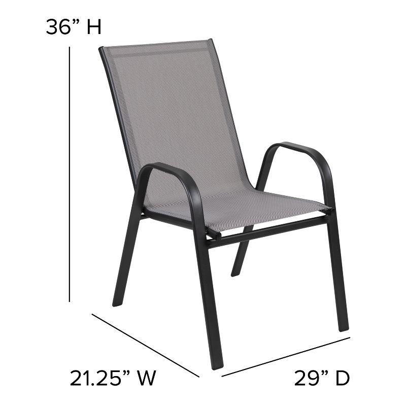 Streamlined Gray Outdoor Stackable Dining Chair with Flex Comfort