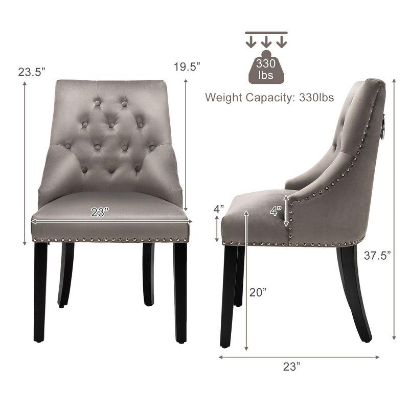 Costway Set of 2 Button-Tufted Dining Chair Upholstered Armless Side Chair