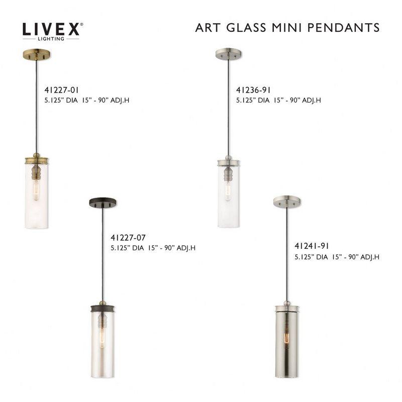 Livex Lighting Art Glass 1 - Light Pendant in  Antique Brass
